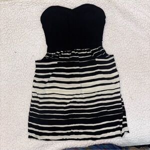 Xhilaration Black and White Strapless Dress